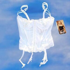 Vintage Angelic White Lingerie Corset Top By Shirley Of Hollywood (NWT)